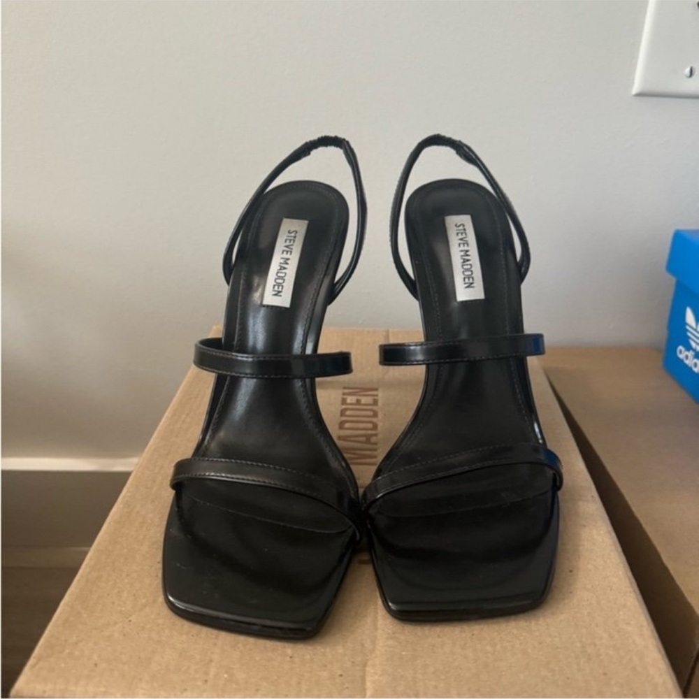Steve Madden Sleek Black Strappy Heels